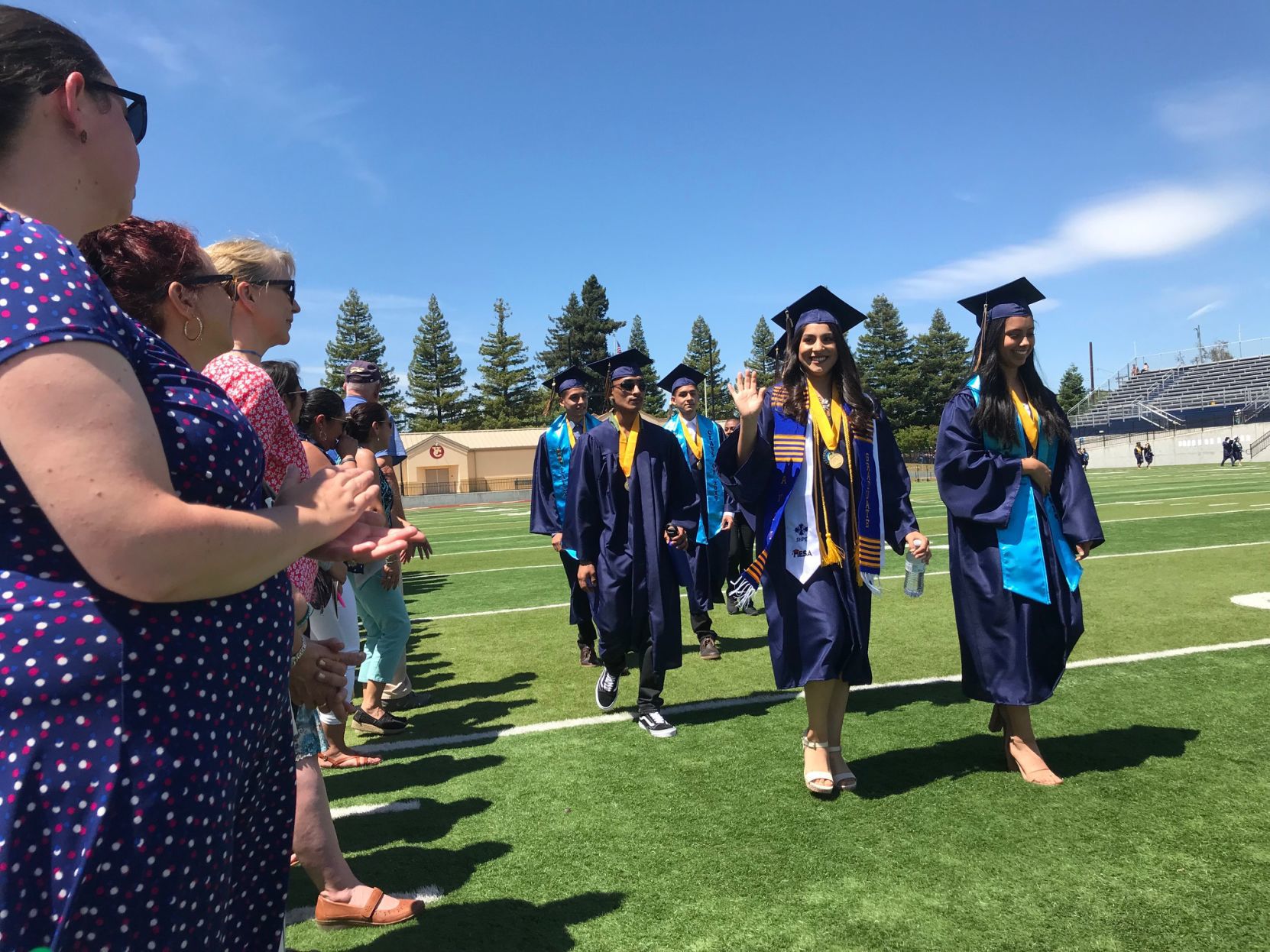 Members of Napa High School class of 2019 process into Memorial Stadium for graduation on Thursday.